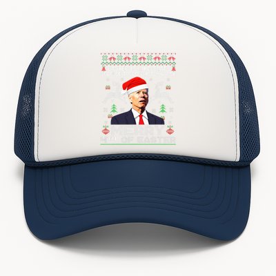 Merry 4th Of Easter Funny Biden Ugly Christmas Sweater  Trucker Hat