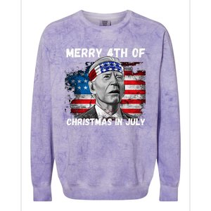 Merry 4th Of Christmas In July Funny Biden Colorblast Crewneck Sweatshirt