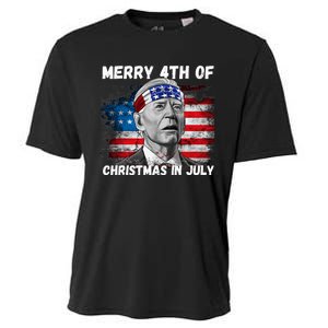 Merry 4th Of Christmas In July Funny Biden Cooling Performance Crew T-Shirt