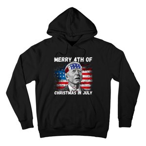 Merry 4th Of Christmas In July Funny Biden Hoodie