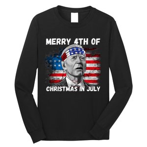 Merry 4th Of Christmas In July Funny Biden Long Sleeve Shirt