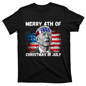 Merry 4th Of Christmas In July Funny Biden T-Shirt