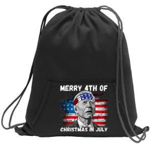 Merry 4th Of Christmas In July Funny Biden Sweatshirt Cinch Pack Bag