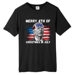 Merry 4th Of Christmas In July Funny Biden Tall Fusion ChromaSoft Performance T-Shirt