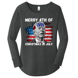 Merry 4th Of Christmas In July Funny Biden Women's Perfect Tri Tunic Long Sleeve Shirt