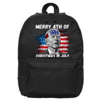 Merry 4th Of Christmas In July Funny Biden 16 in Basic Backpack