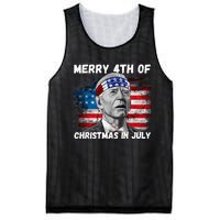 Merry 4th Of Christmas In July Funny Biden Mesh Reversible Basketball Jersey Tank