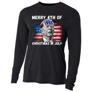 Merry 4th Of Christmas In July Funny Biden Cooling Performance Long Sleeve Crew