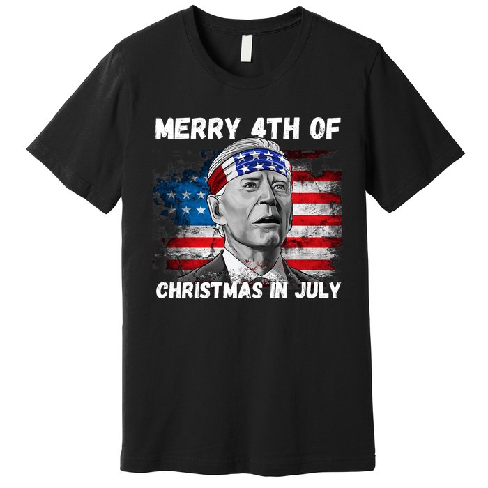 Merry 4th Of Christmas In July Funny Biden Premium T-Shirt