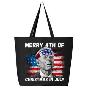 Merry 4th Of Christmas In July Funny Biden 25L Jumbo Tote