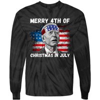 Merry 4th Of Christmas In July Funny Biden Tie-Dye Long Sleeve Shirt