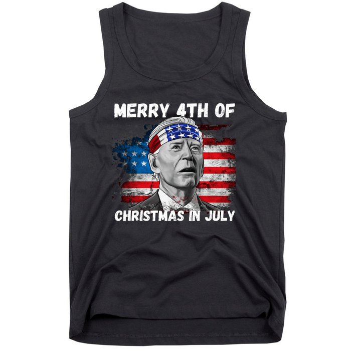 Merry 4th Of Christmas In July Funny Biden Tank Top