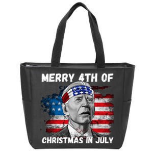 Merry 4th Of Christmas In July Funny Biden Zip Tote Bag