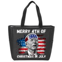 Merry 4th Of Christmas In July Funny Biden Zip Tote Bag