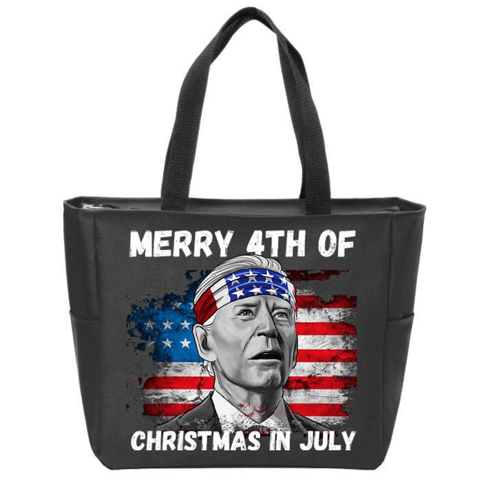 Merry 4th Of Christmas In July Funny Biden Zip Tote Bag