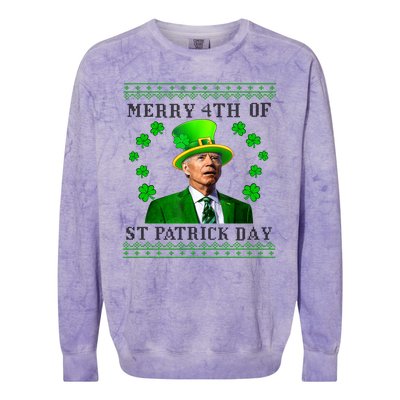 Merry 4th Of St Patrick's Day Funny Joe Biden Gift Colorblast Crewneck Sweatshirt