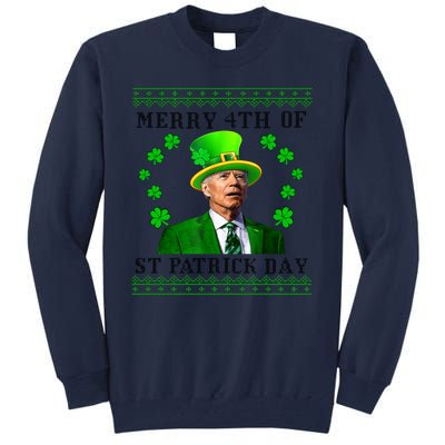 Merry 4th Of St Patrick's Day Funny Joe Biden Gift Tall Sweatshirt