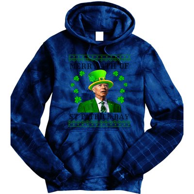 Merry 4th Of St Patrick's Day Funny Joe Biden Gift Tie Dye Hoodie