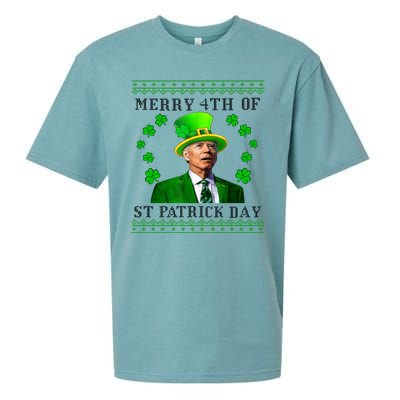 Merry 4th Of St Patrick's Day Funny Joe Biden Gift Sueded Cloud Jersey T-Shirt