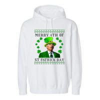 Merry 4th Of St Patrick's Day Funny Joe Biden Gift Garment-Dyed Fleece Hoodie