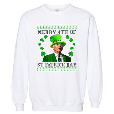 Merry 4th Of St Patrick's Day Funny Joe Biden Gift Garment-Dyed Sweatshirt