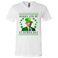 Merry 4th Of St Patrick's Day Funny Joe Biden Gift V-Neck T-Shirt