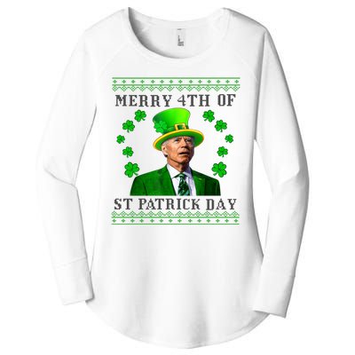 Merry 4th Of St Patrick's Day Funny Joe Biden Gift Women's Perfect Tri Tunic Long Sleeve Shirt