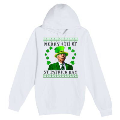 Merry 4th Of St Patrick's Day Funny Joe Biden Gift Premium Pullover Hoodie