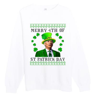 Merry 4th Of St Patrick's Day Funny Joe Biden Gift Premium Crewneck Sweatshirt