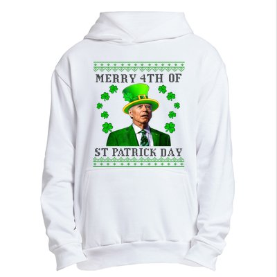 Merry 4th Of St Patrick's Day Funny Joe Biden Gift Urban Pullover Hoodie