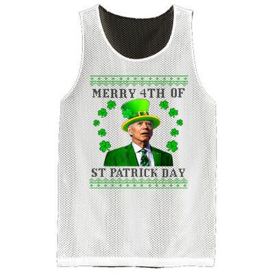 Merry 4th Of St Patrick's Day Funny Joe Biden Gift Mesh Reversible Basketball Jersey Tank