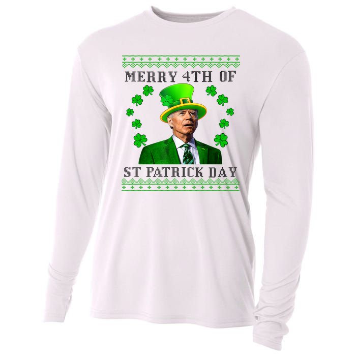 Merry 4th Of St Patrick's Day Funny Joe Biden Gift Cooling Performance Long Sleeve Crew