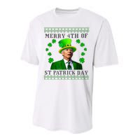 Merry 4th Of St Patrick's Day Funny Joe Biden Gift Performance Sprint T-Shirt