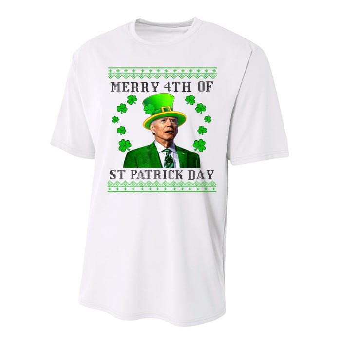 Merry 4th Of St Patrick's Day Funny Joe Biden Gift Performance Sprint T-Shirt