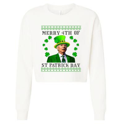 Merry 4th Of St Patrick's Day Funny Joe Biden Gift Cropped Pullover Crew