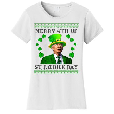 Merry 4th Of St Patrick's Day Funny Joe Biden Gift Women's T-Shirt