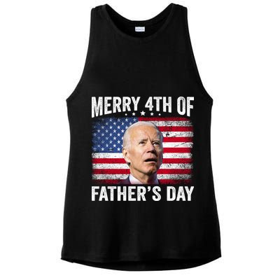 Merry 4th Of July Shirts Fathers Day 4th Of July Ladies PosiCharge Tri-Blend Wicking Tank