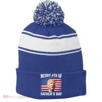 Merry 4th Of July Shirts Fathers Day 4th Of July Stripe Pom Pom Beanie