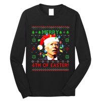 Merry 4th Of Easter Santa Joe Biden Ugly Christmas Sweater Biden Confused Long Sleeve Shirt