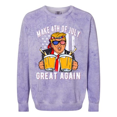 Make 4th Of July Great Again Funny Trump Beer Patriotic Great Gift Colorblast Crewneck Sweatshirt