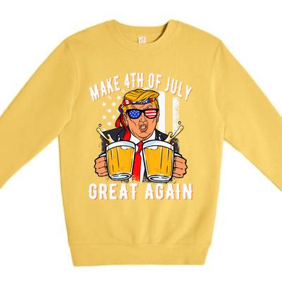 Make 4th Of July Great Again Funny Trump Beer Patriotic Great Gift Premium Crewneck Sweatshirt