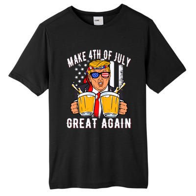 Make 4th Of July Great Again Funny Trump Beer Patriotic Great Gift Tall Fusion ChromaSoft Performance T-Shirt