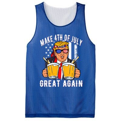 Make 4th Of July Great Again Funny Trump Beer Patriotic Great Gift Mesh Reversible Basketball Jersey Tank