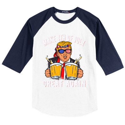 Make 4th Of July Great Again Funny Trump Beer Patriotic Great Gift Baseball Sleeve Shirt