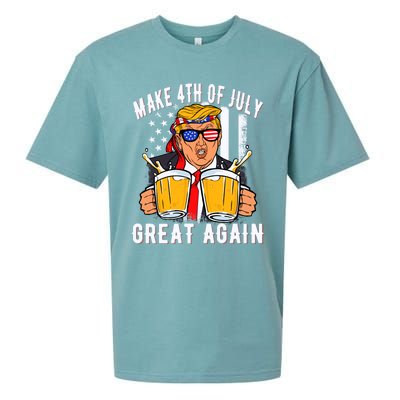 Make 4th Of July Great Again Funny Trump Beer Patriotic Great Gift Sueded Cloud Jersey T-Shirt