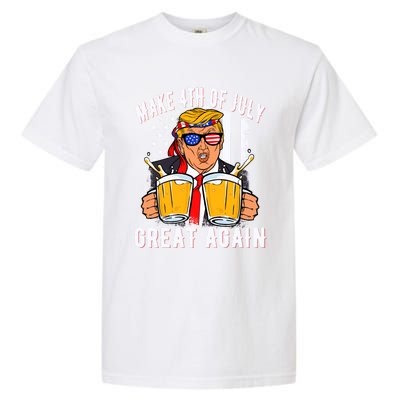 Make 4th Of July Great Again Funny Trump Beer Patriotic Great Gift Garment-Dyed Heavyweight T-Shirt