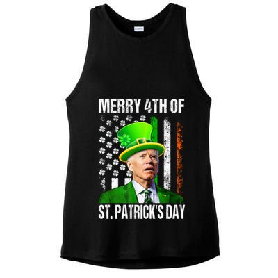 Merry 4th Of St PatrickS Day Funny Joe Biden Leprechaun Hat Ladies PosiCharge Tri-Blend Wicking Tank