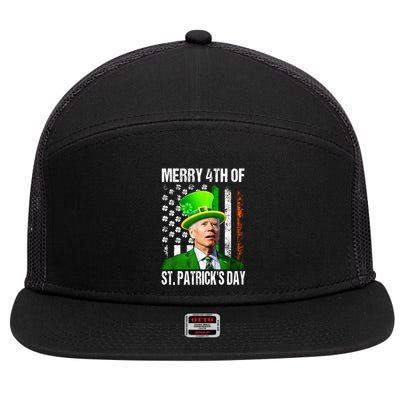 Merry 4th Of St PatrickS Day Funny Joe Biden Leprechaun Hat 7 Panel Mesh Trucker Snapback Hat
