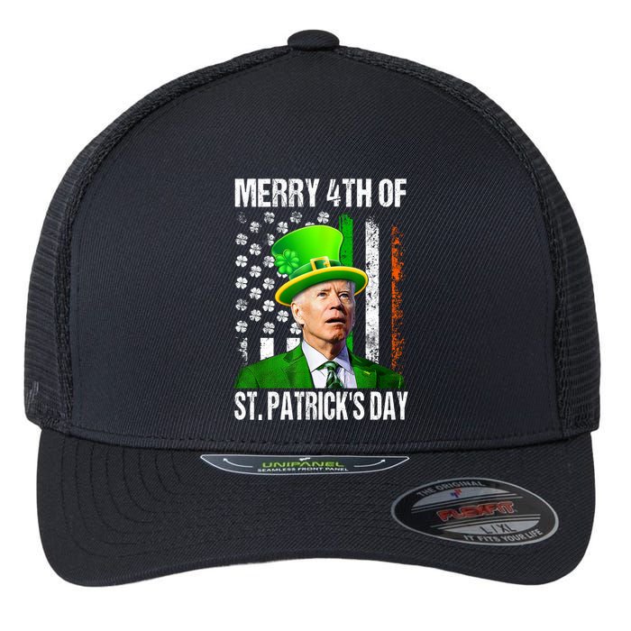 Merry 4th Of St PatrickS Day Funny Joe Biden Leprechaun Hat Flexfit Unipanel Trucker Cap