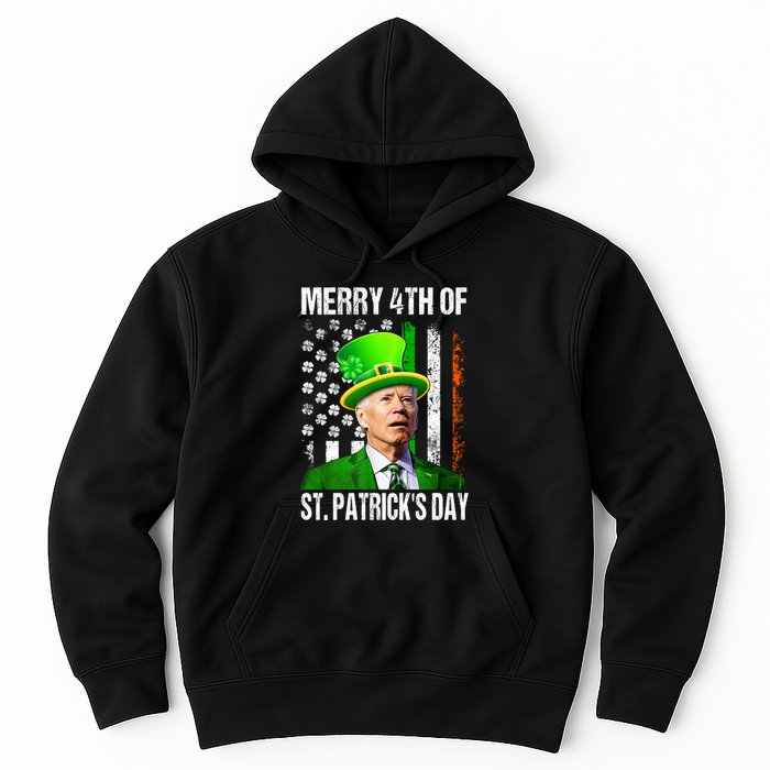 Merry 4th Of St PatrickS Day Funny Joe Biden Leprechaun Hat Hoodie